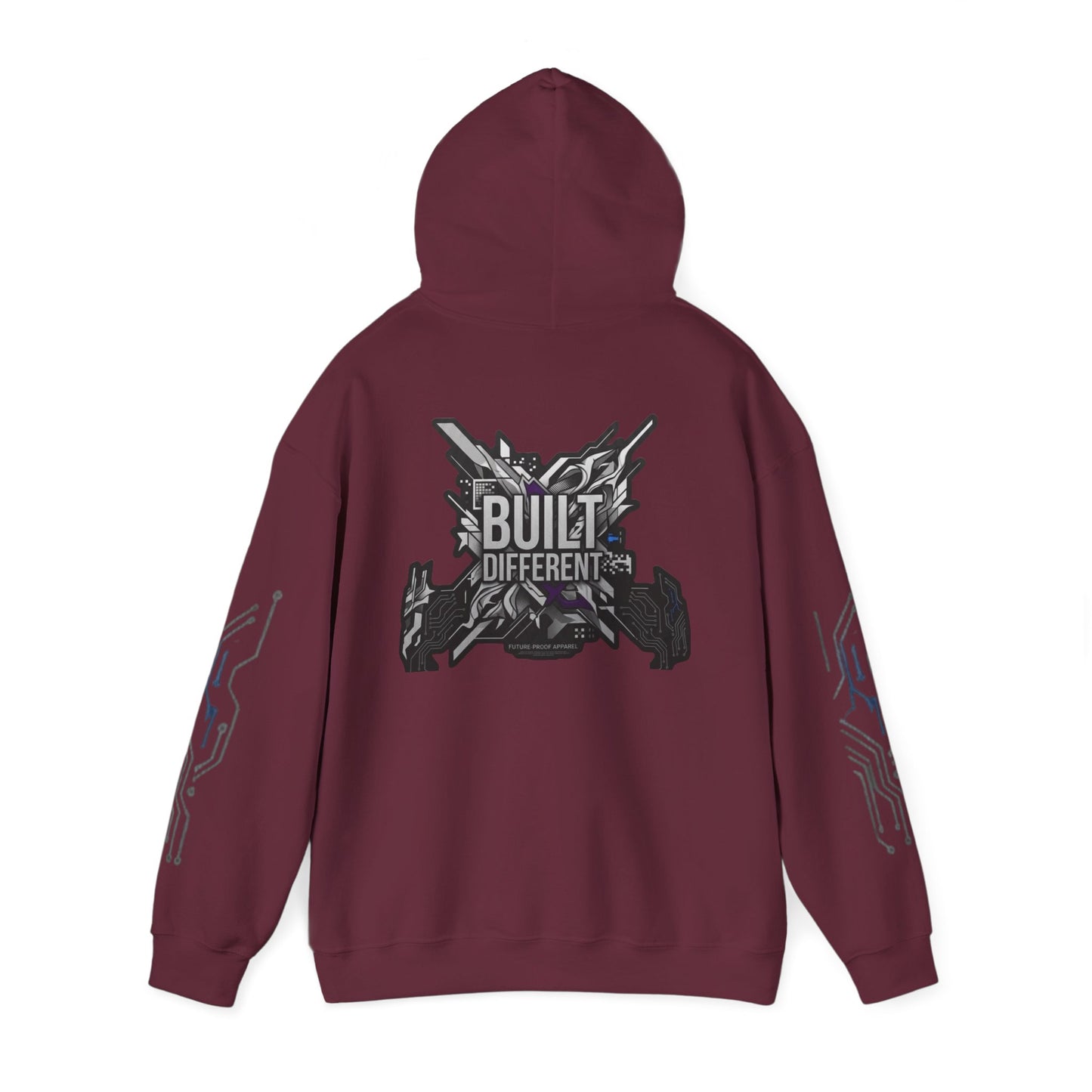 Built Different Hoodie — Tech Circuit Graphic Pullover